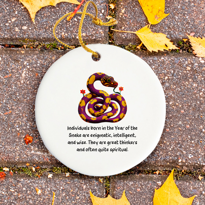 Chinese Zodiac Snake Ornament, Year of the Snake Horoscope Gift for Lunar New Year
