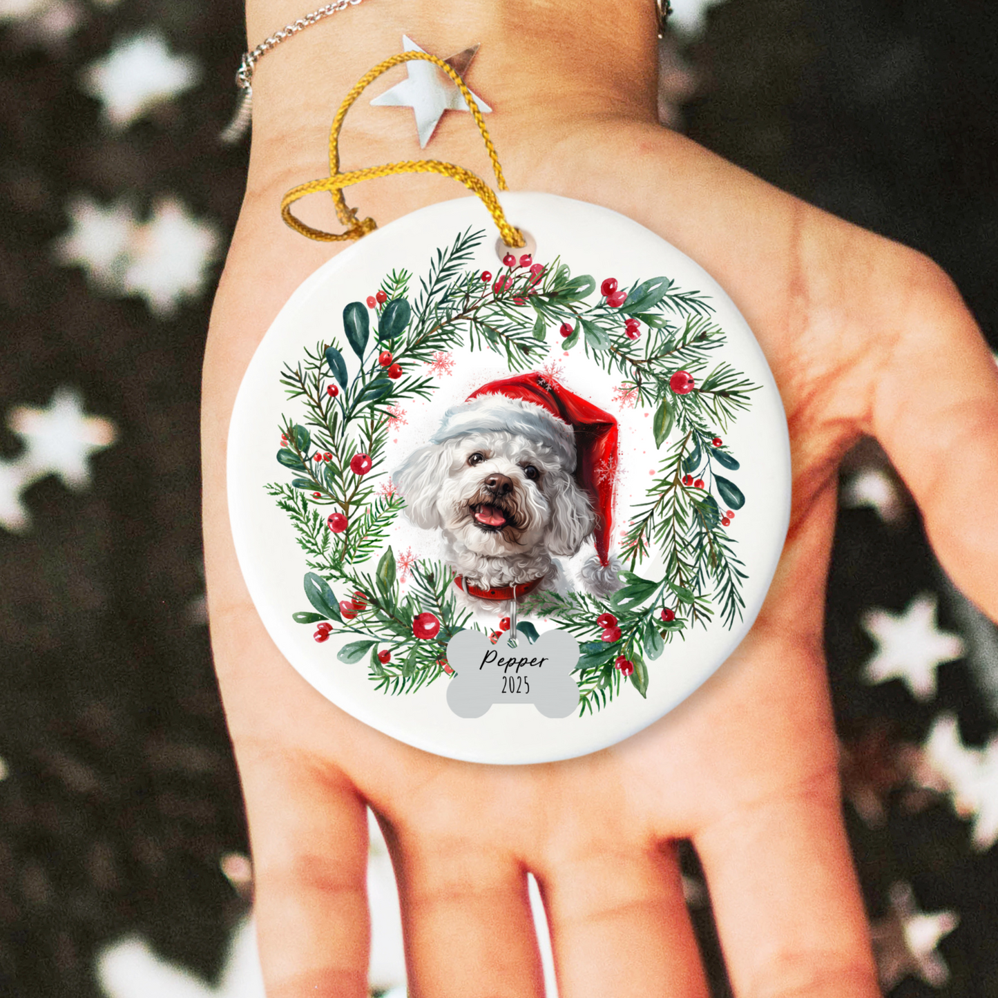Personalized Bichon Frise Christmas Ornament