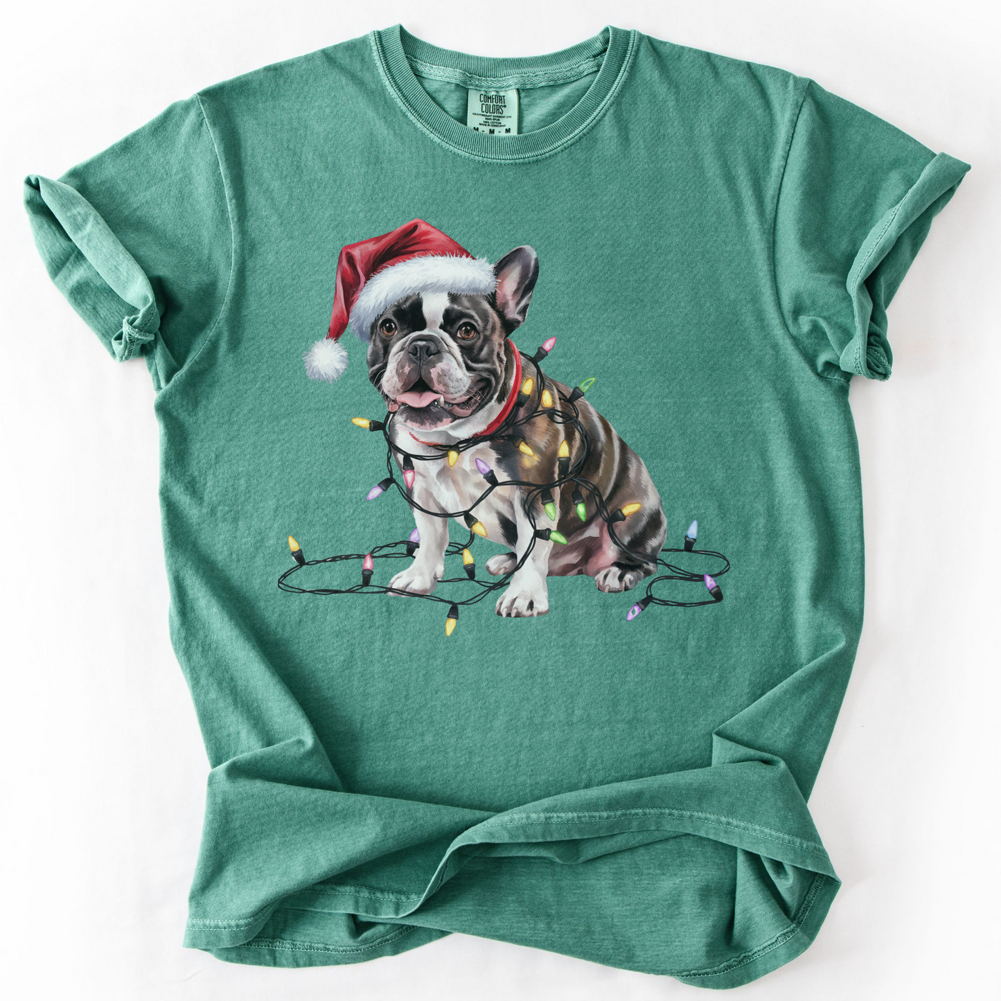 Christmas French Bulldog Shirt, Christmas Lights Dog Tee, Christmas Dog Tee, French Bulldog Mom Tshirt, Gift for Dog Lover, French Bulldog