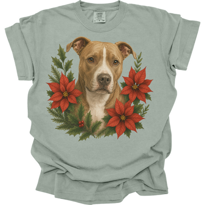Pit Bull Poinsettia Christmas Shirt