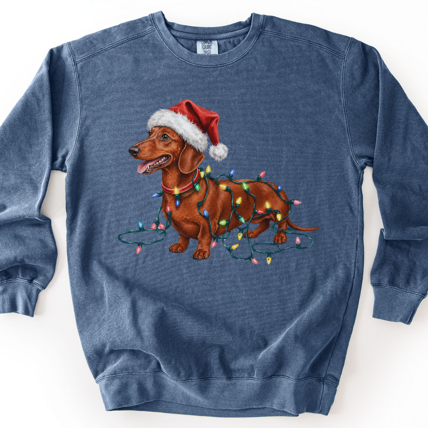 Red Dachshund Christmas Lights Sweatshirt