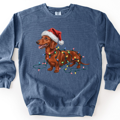Red Dachshund Christmas Lights Sweatshirt