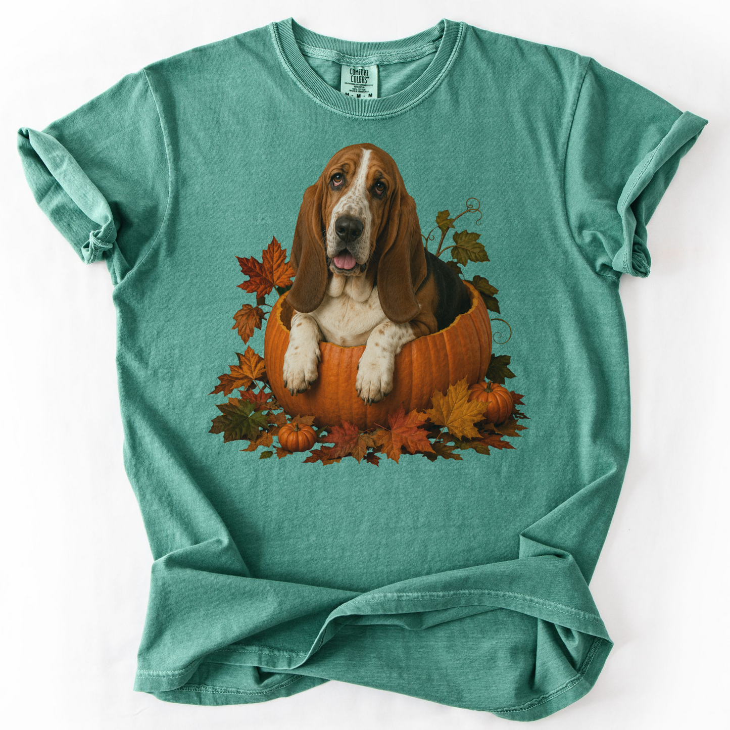 Basset Hound Pumpkin Shirt Fall Dog Lover Autumn Comfort Colors Graphic Tee Gift Apparel