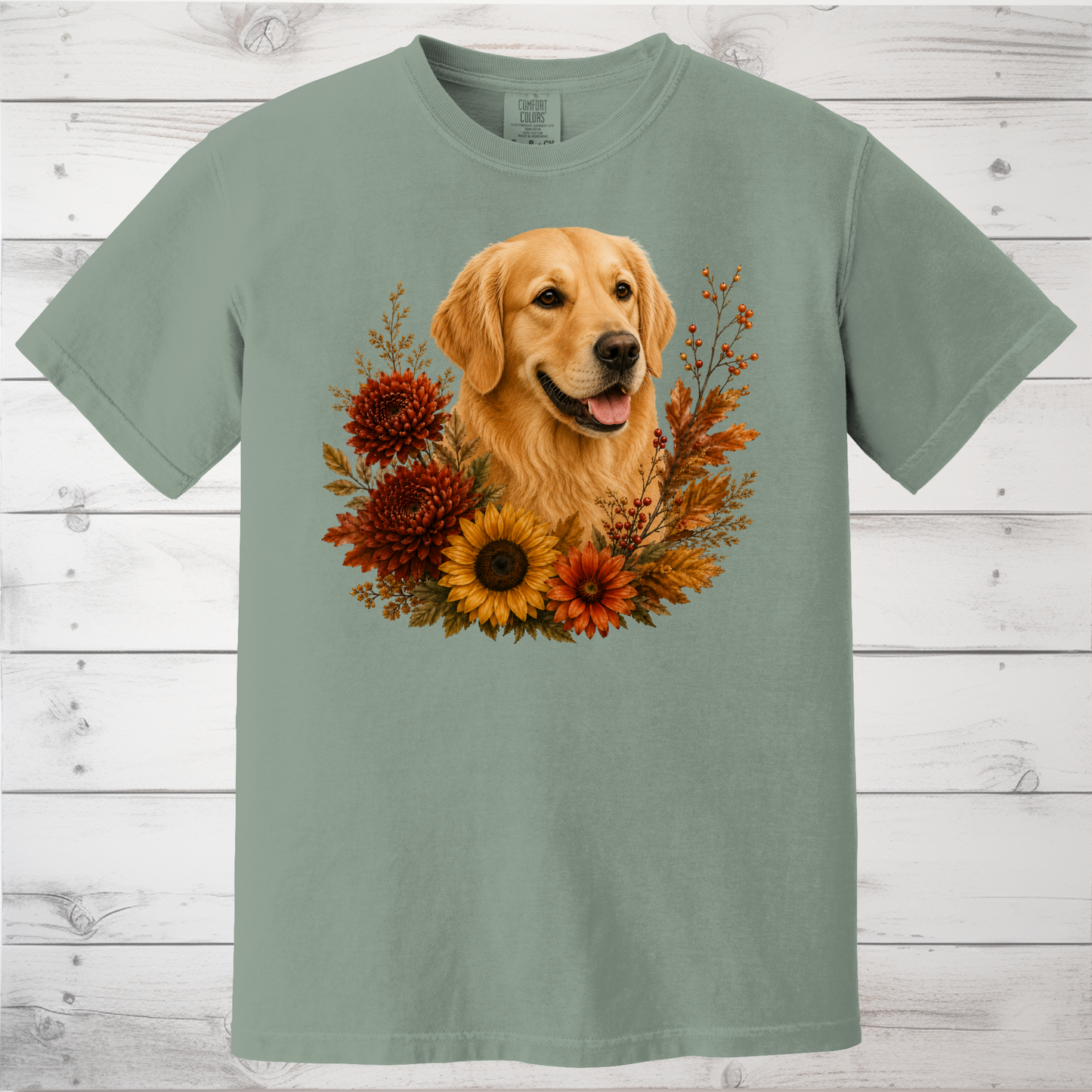 Golden Retriever Autumn Floral Shirt