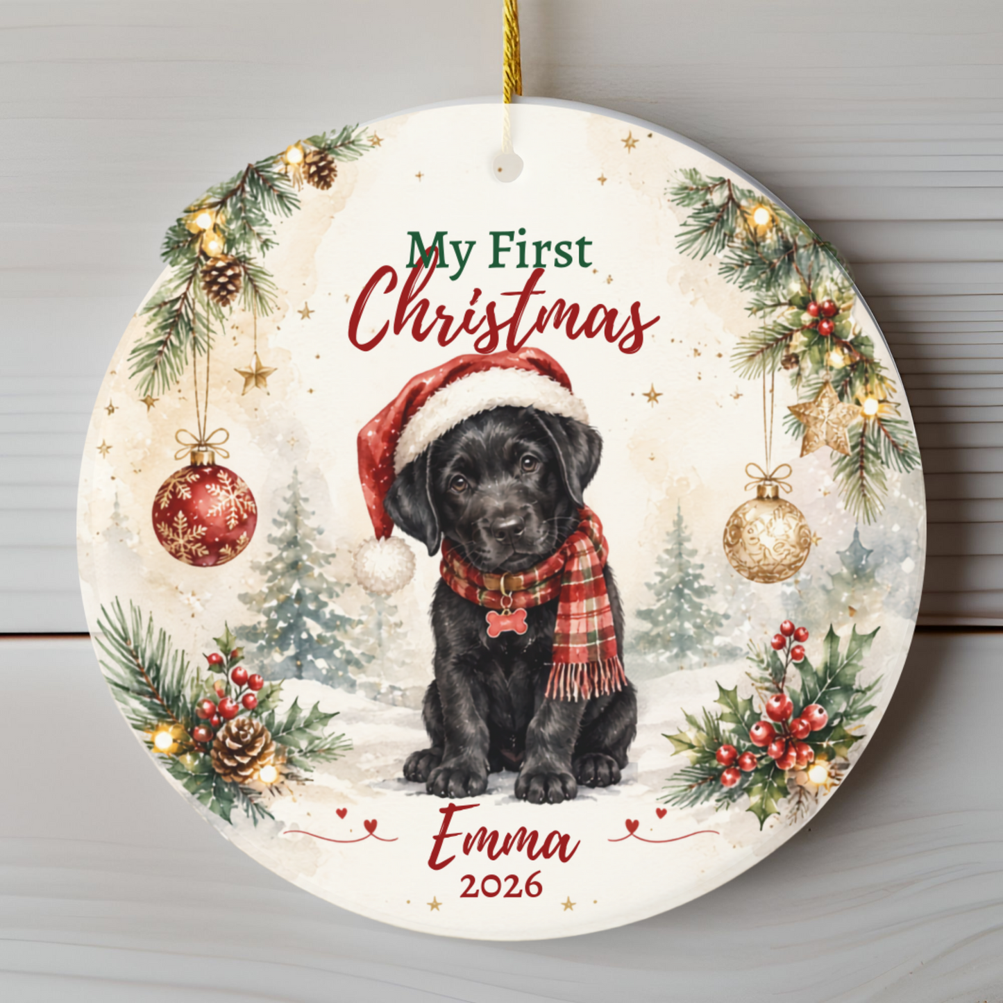 Personalized Puppy First Christmas Ornament, Custom Dog Keepsake Gift