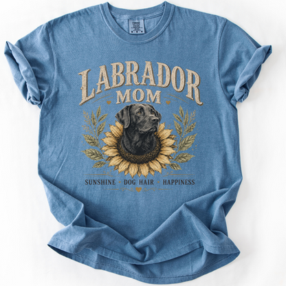 Labrador Mom Sunflower Shirt, Vintage Black Lab Mom Tee, Sunshine Dog Hair Happiness Gift