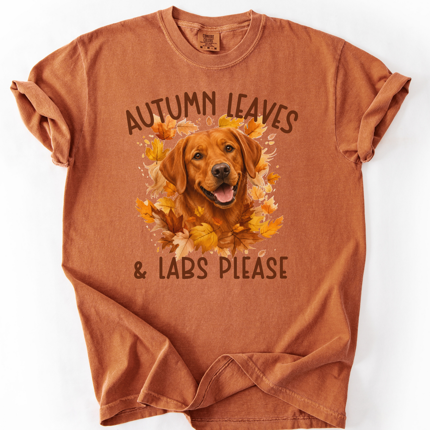 Fox Red Lab Mom Fall Shirt, Autumn Leaves & Labs Please