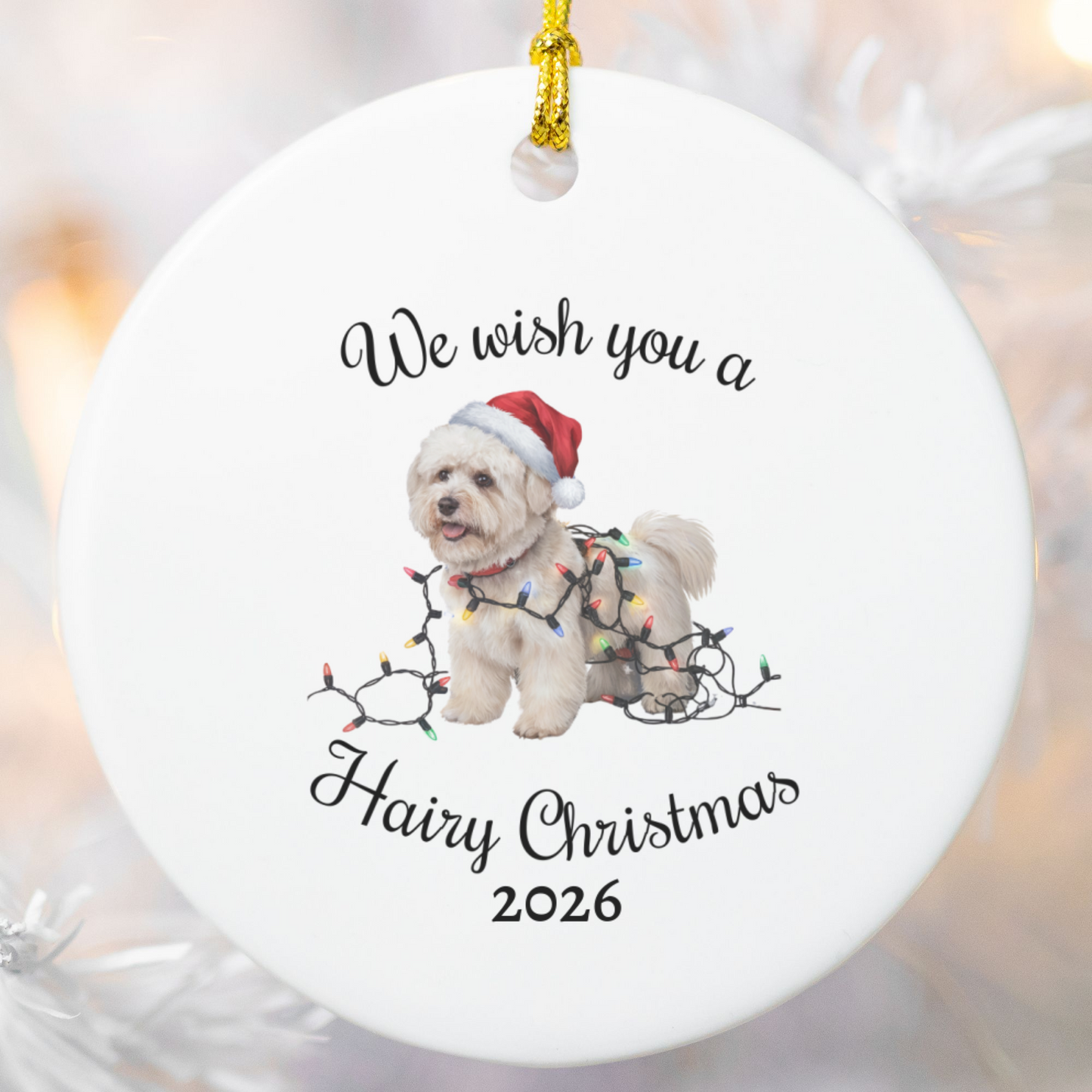 Bichon Frise Christmas Ornament, Personalized Ceramic Keepsake, Gift for Dog Lovers, Cute Bichon Dog Decor, Holiday Tree Decoration