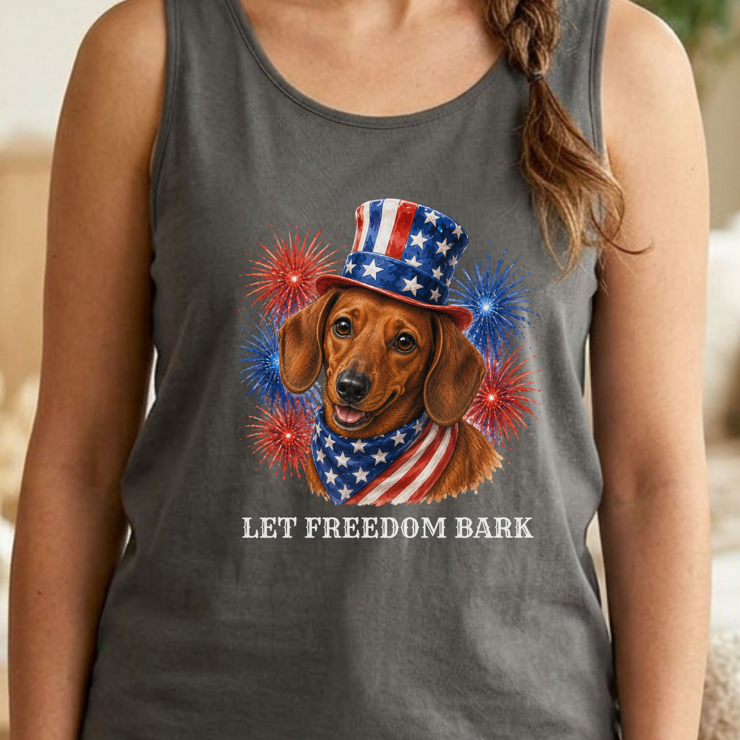 Patriotic Red Dachshund Tank Top