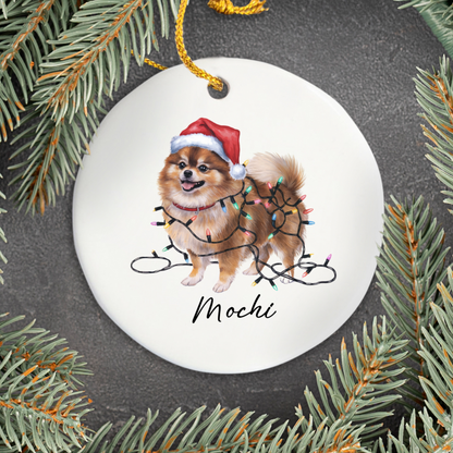 Personalized Pomeranian Ornament, Custom Ceramic Pet Keepsake