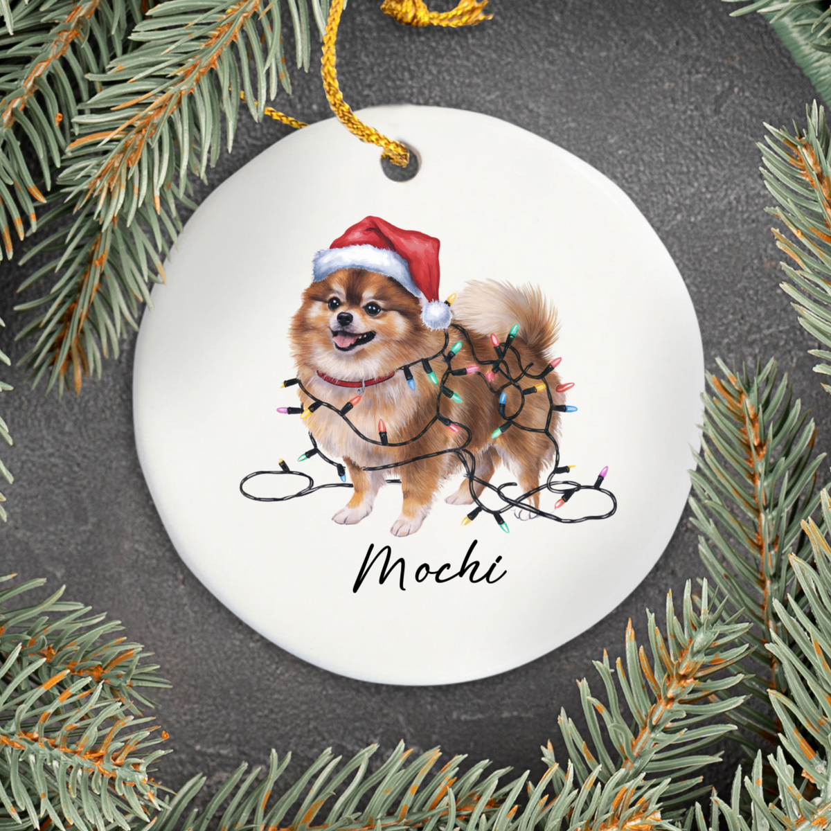 Personalized Pomeranian Ornament, Custom Ceramic Pet Keepsake, Christmas Tree Decoration, Holiday Gift for Dog Lovers