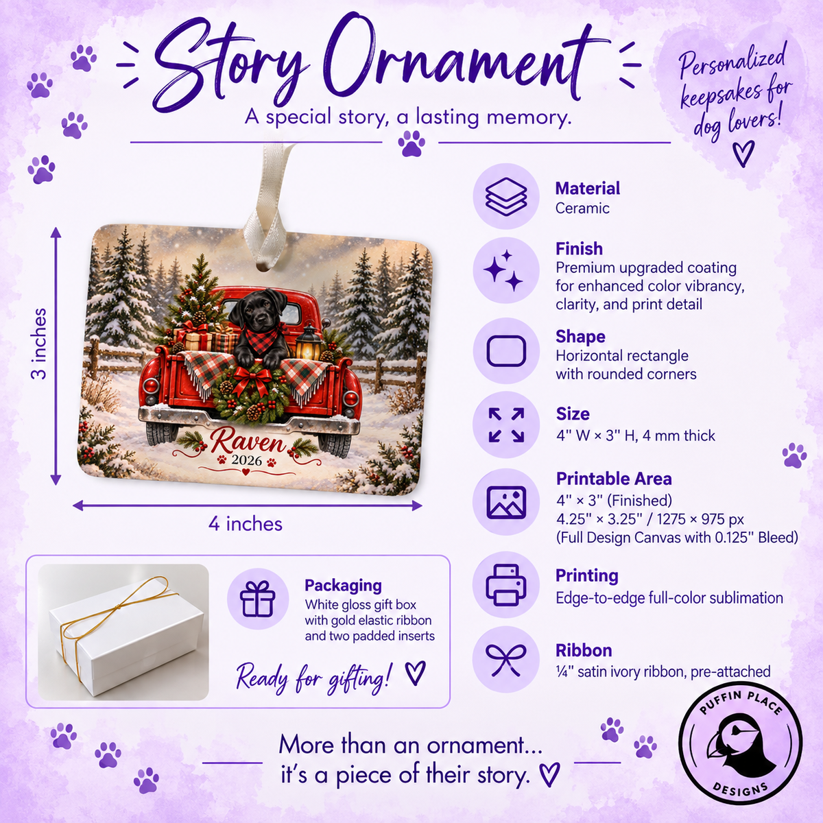 Personalized English Cream Golden Retriever Ornament, Christmas Red Truck, Custom Name and Year