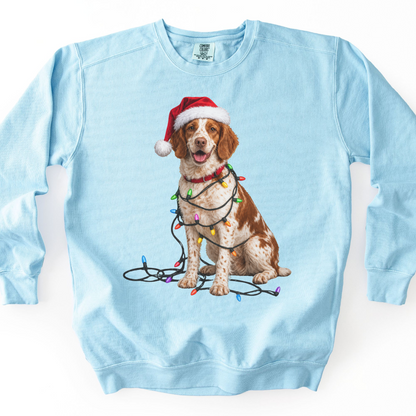 Brittany Spaniel Christmas Lights Sweatshirt