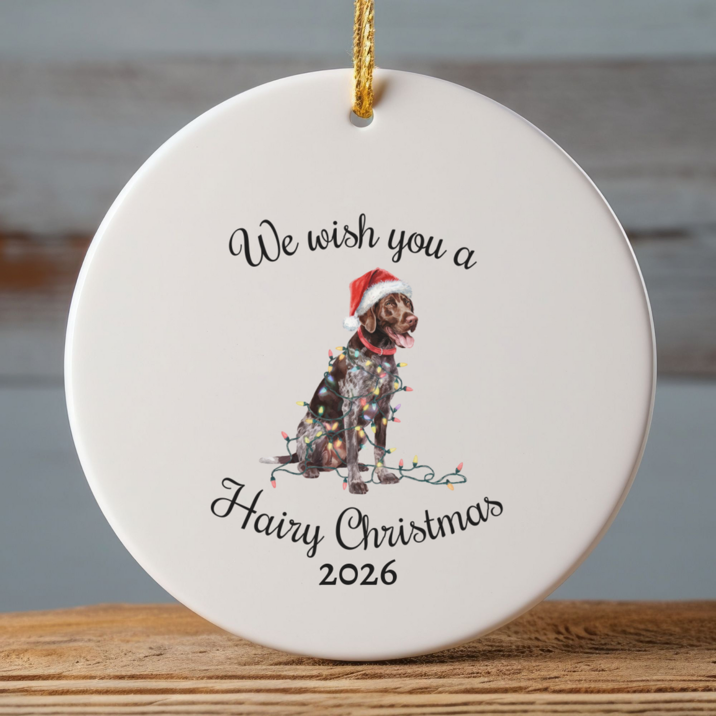 Christmas German Shorthaired Pointer Ornament, Christmas Lights Dog Keepsake