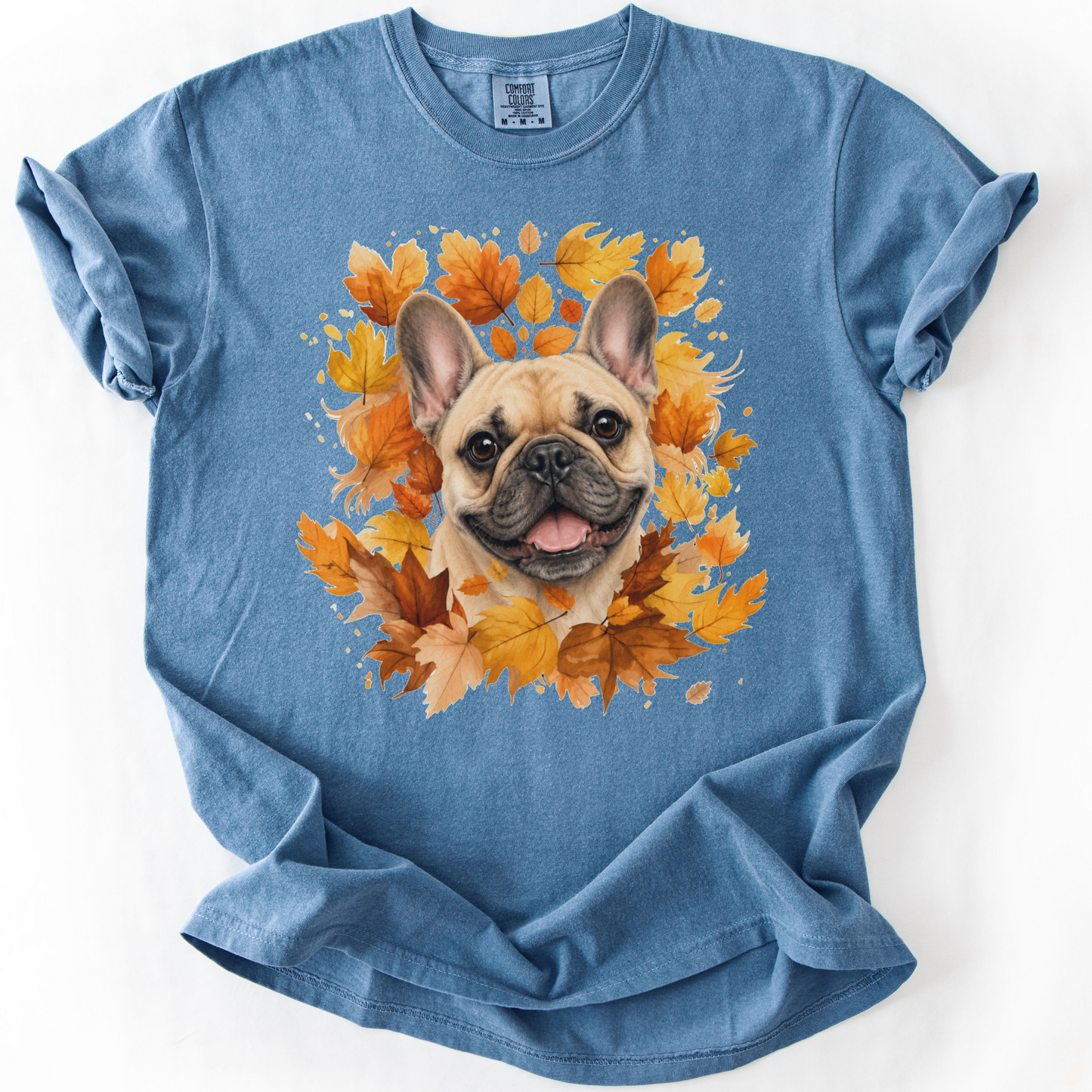 French Bulldog Fall Shirt, Autumn Dog Mom Comfort Colors Tee