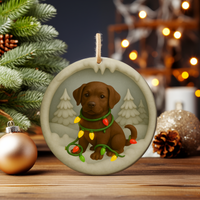 Load image into Gallery viewer, Chocolate Lab Christmas Ornament, Personalized
