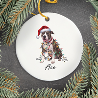 Load image into Gallery viewer, Personalized Pitbull Dog Ornament, Custom Ceramic Pet Keepsake
