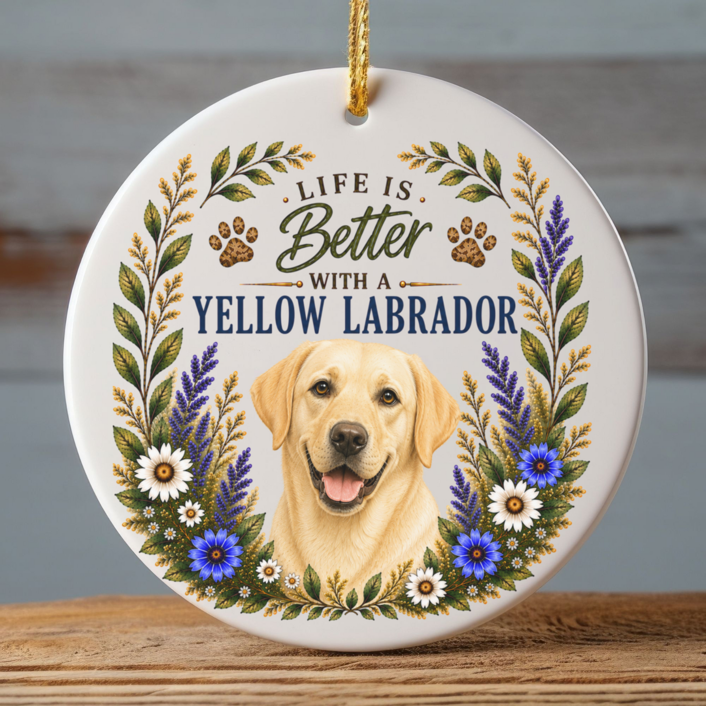 Yellow Lab Ornament - Life Is Better