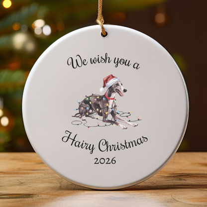 Christmas Greyhound Ornament, Christmas Lights Dog Keepsake