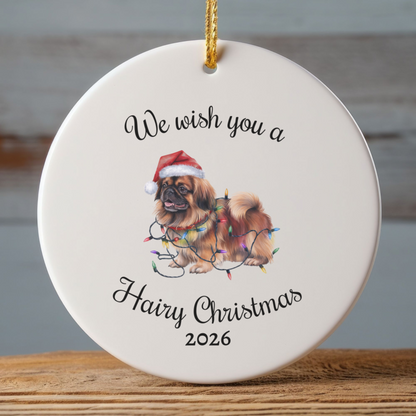 Christmas Pekingese Ornament, Christmas Lights Dog Keepsake