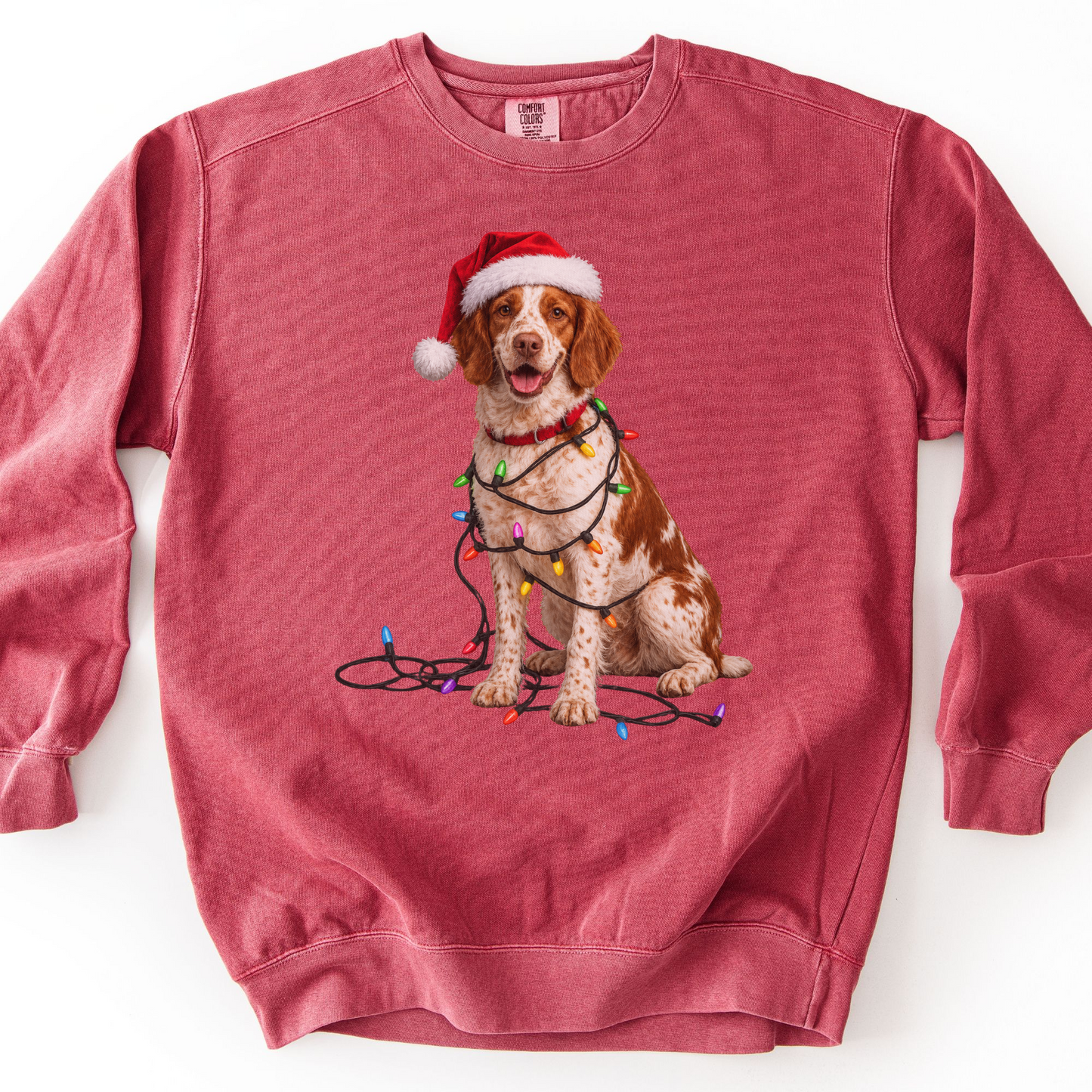 Brittany Spaniel Christmas Lights Sweatshirt