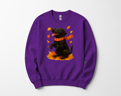 Black Labrador Autumn Sweatshirt, Cute Fall Dog Shirt, Dog Lovers Gift, Cozy Dog Sweater, Labrador in Leaves, Gift For Pet Moms