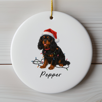 Load image into Gallery viewer, Personalized Black and Tan Cavalier King Charles Spaniel Ornament, Custom Dog Christmas Ornament, Cavalier Lover Gift
