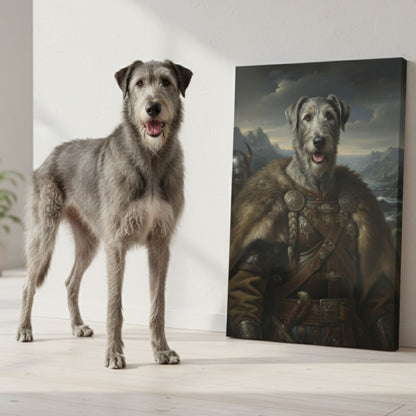 Personalized Viking Dog Portrait on Canvas, Custom Pet Art