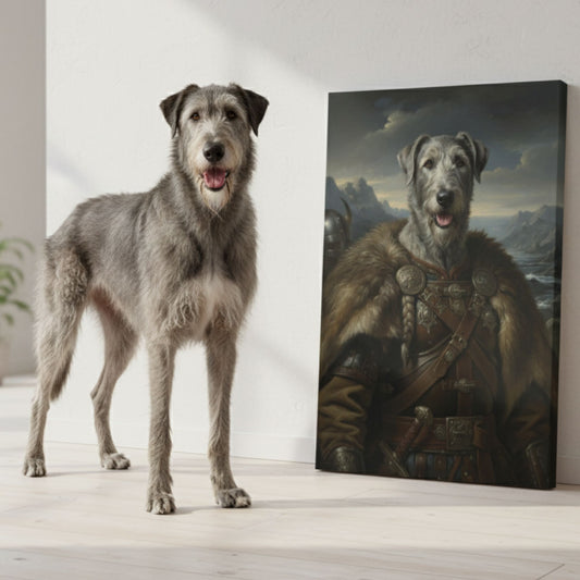 Personalized Viking Dog Portrait on Canvas, Custom Pet Art