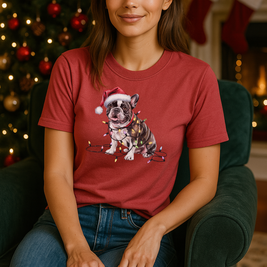 Christmas French Bulldog Shirt, Christmas Lights Dog Tee, Christmas Dog Tee, French Bulldog Mom Tshirt, Gift for Dog Lover, French Bulldog