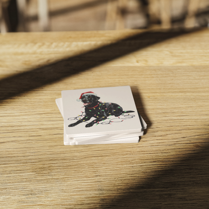 Black Lab Dog Coasters, Absorbent Stone Coaster Set, Christmas Gift for Dog Lovers, Personalized Table Protection, Cork Back