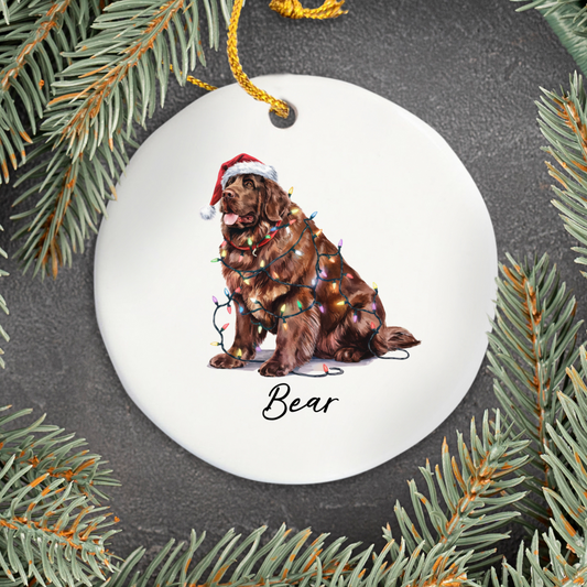 Brown Newfoundland Ornament, Custom Dog Keepsake