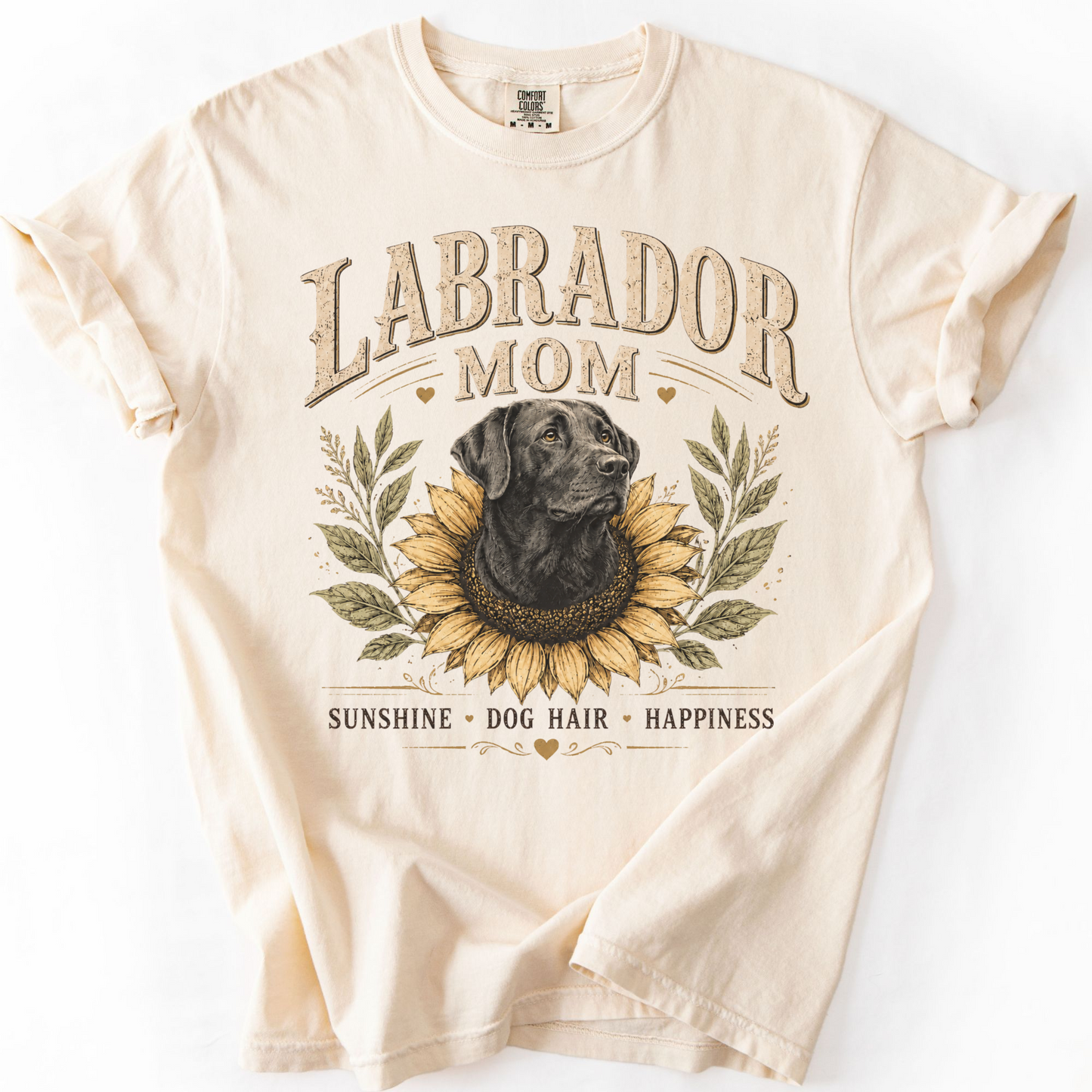 Labrador Mom Sunflower Shirt, Vintage Black Lab Mom Tee, Sunshine Dog Hair Happiness Gift
