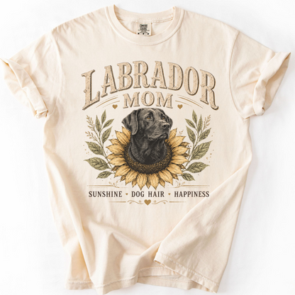 Labrador Mom Sunflower Shirt, Vintage Black Lab Mom Tee, Sunshine Dog Hair Happiness Gift