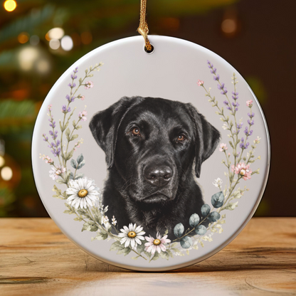 Personalized Pet Memorial Ornament, Custom Wildflower Dog Photo Sympathy Keepsake Gift