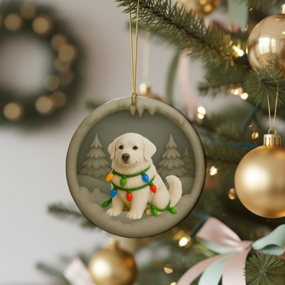 Personalized Great Pyrenees Christmas 3D Clay-Style Dog Keepsake