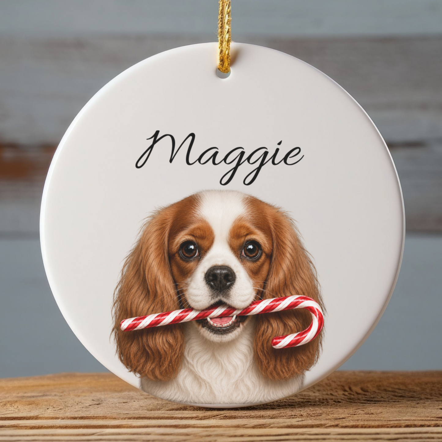 Personalized Blenheim Cavalier Candy Cane Ornament