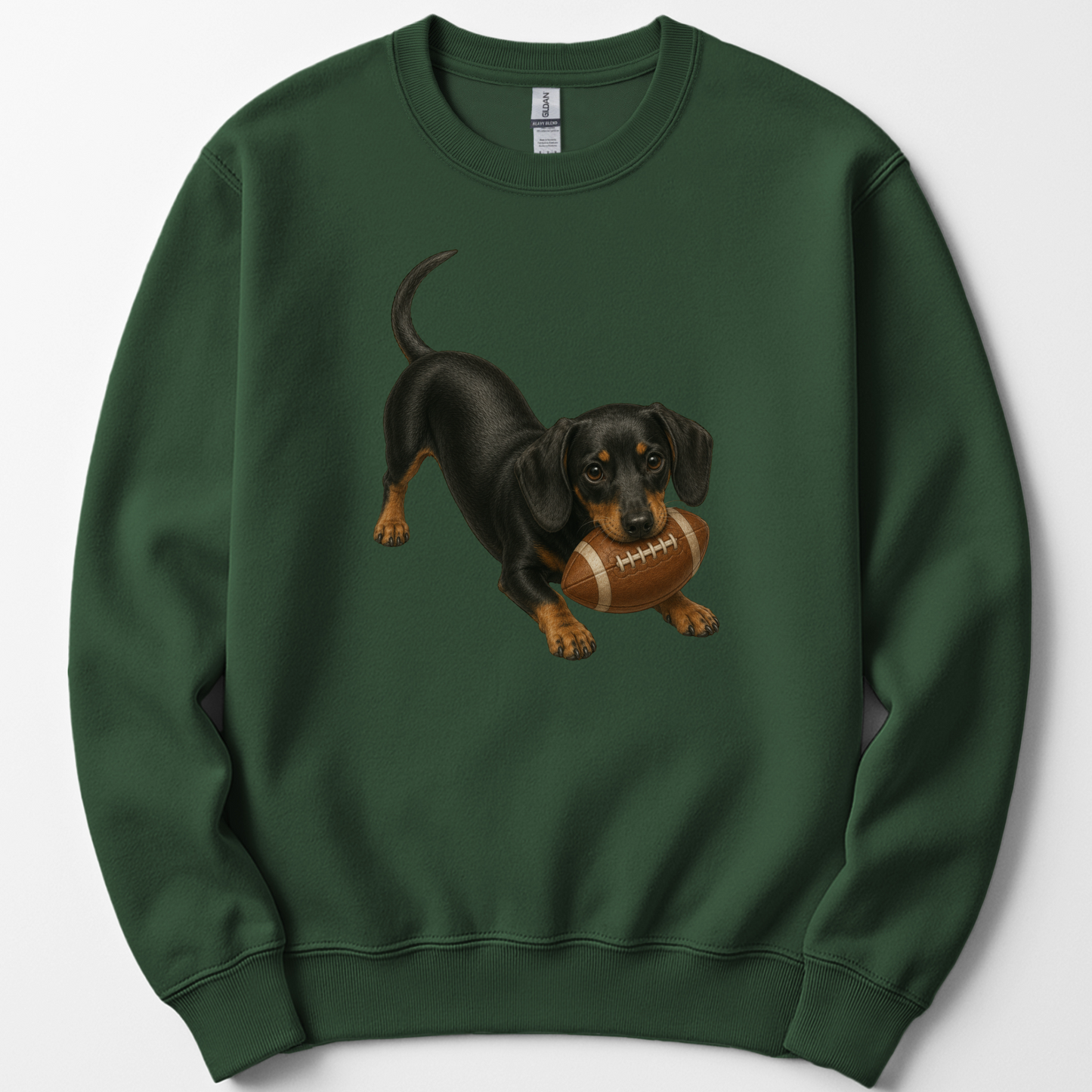Black Tan Dachshund Football Sweatshirt Dog Lover Game Day Crewneck Gift Shirt