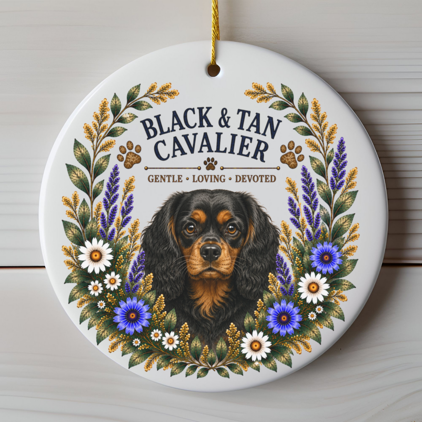 Black and Tan Cavalier Ornament, Cavalier King Charles Spaniel Gift, Dog Lover Keepsake