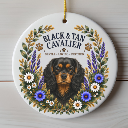 Black and Tan Cavalier Ornament, Cavalier King Charles Spaniel Gift, Dog Lover Keepsake
