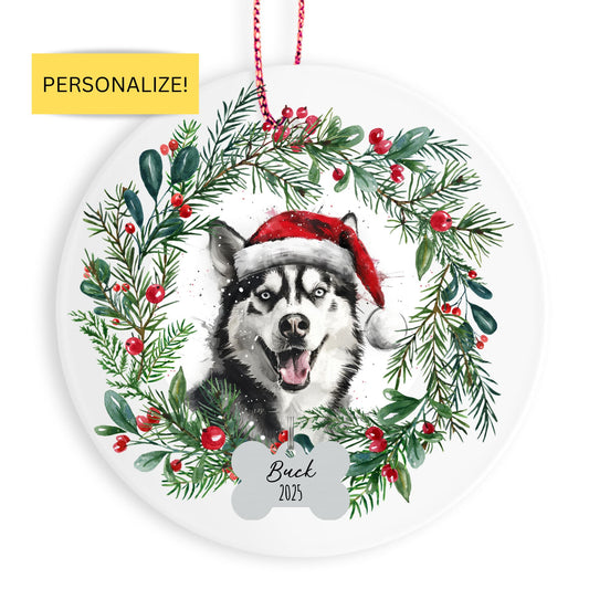 Personalized Siberian Husky Christmas Ornament