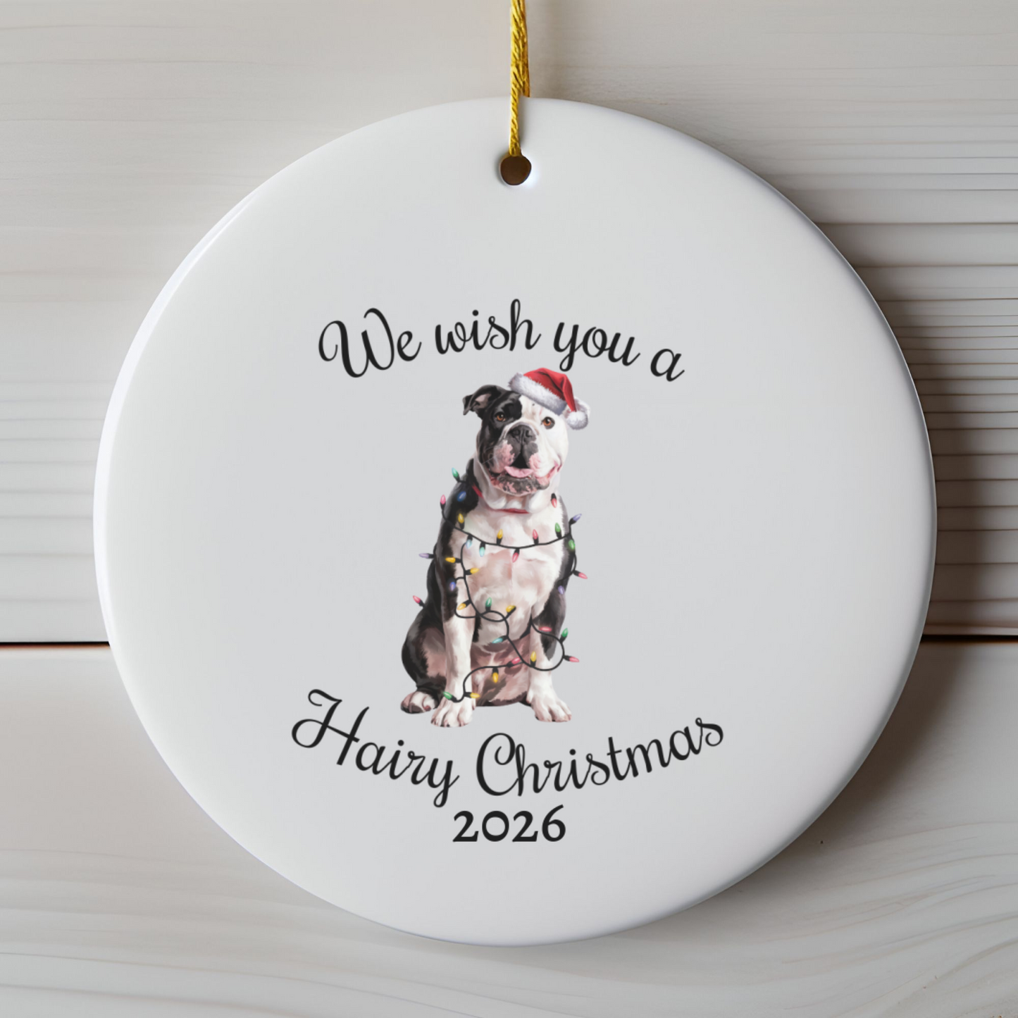 Christmas American Bulldog Ornament, Christmas Lights Dog Keepsake, Christmas Dog, American Bulldog Mom, Gift For Dog Lover