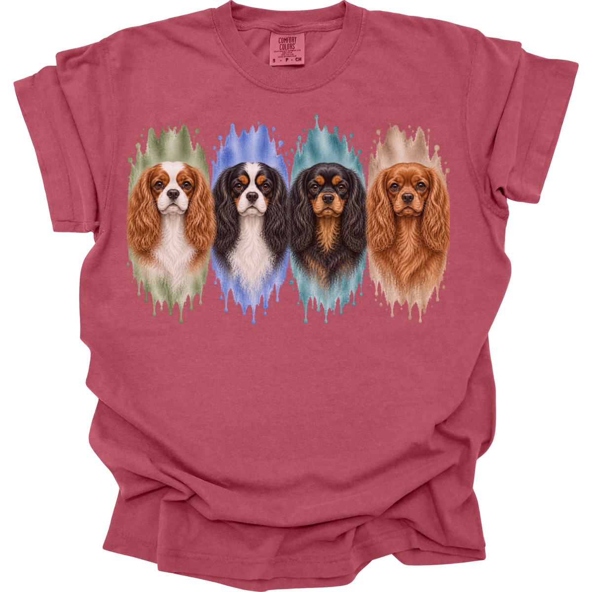 Cavalier King Charles Spaniel Shirt, Blenheim Ruby Tricolor Black Tan Dog Mom Gift