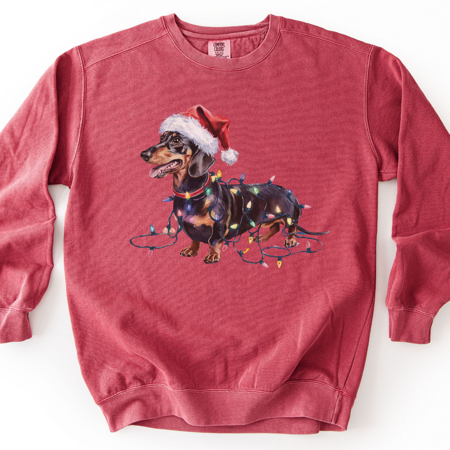 Black and Tan Dachshund Christmas Lights Sweatshirt