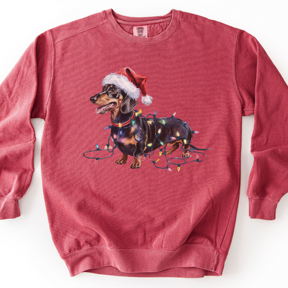 Black and Tan Dachshund Christmas Lights Sweatshirt