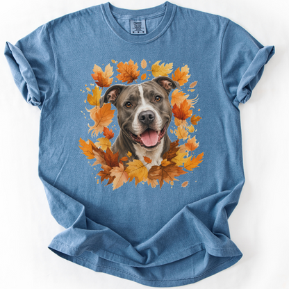 Pitbull Fall Shirt, Autumn Dog Mom Comfort Colors Tee