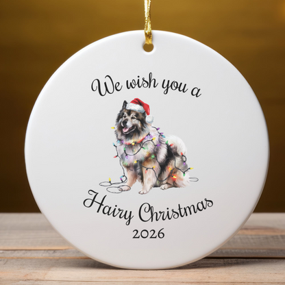 Christmas Keeshond Ornament, Christmas Lights Dog Keepsake