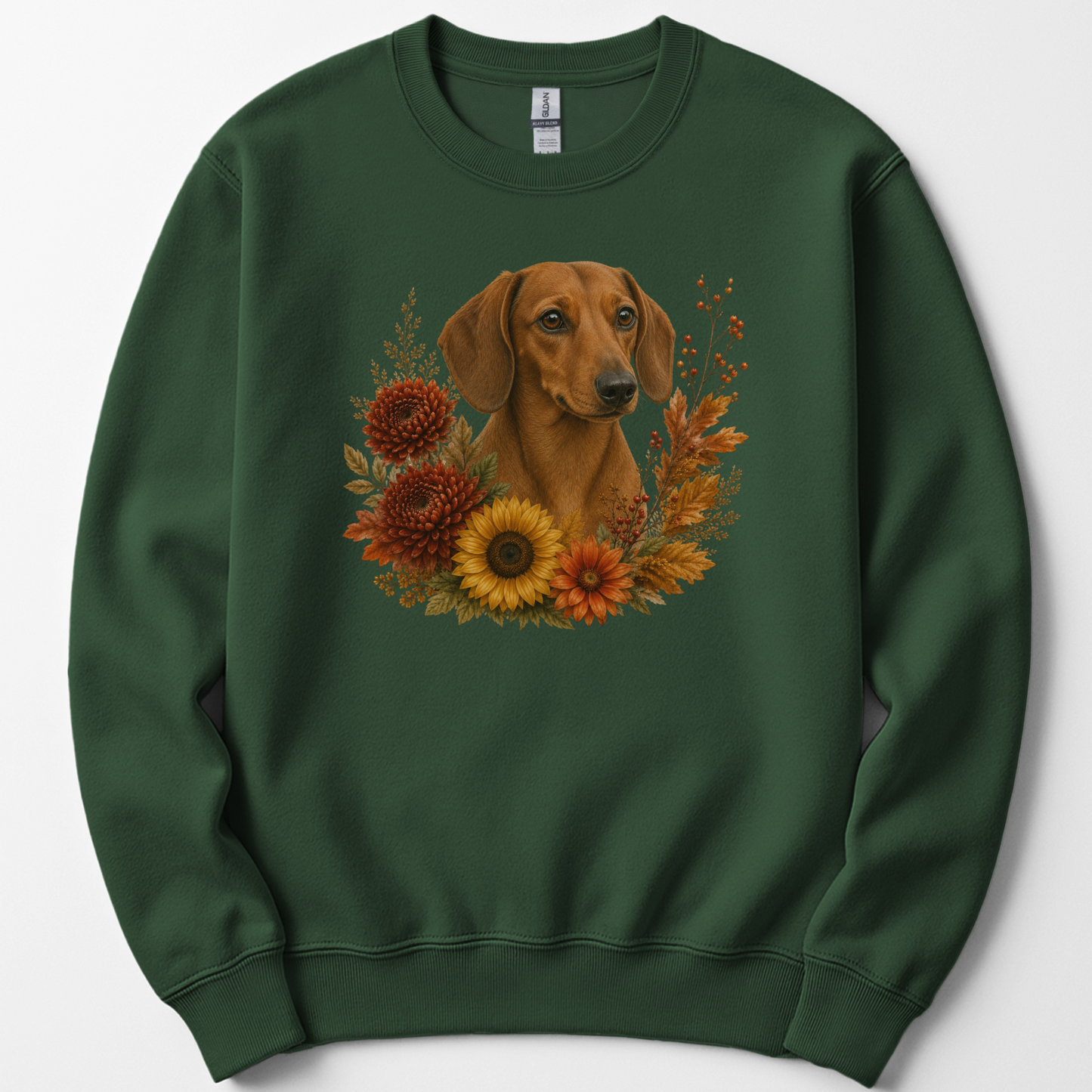 Red Dachshund Autumn Floral Sweatshirt