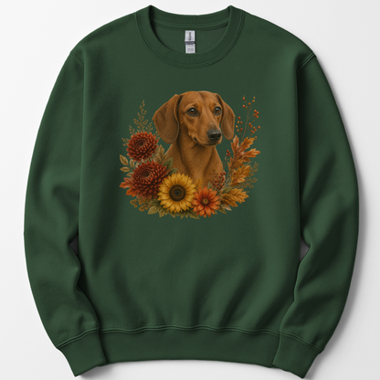 Red Dachshund Autumn Floral Sweatshirt