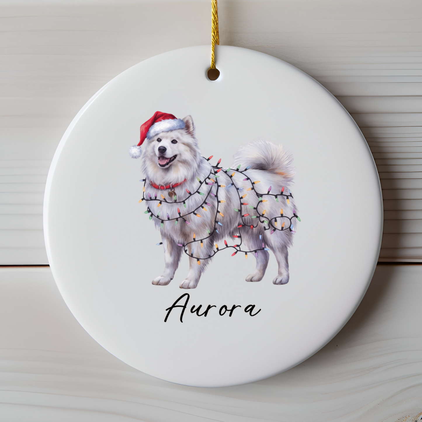 Personalized Samoyed Ornament, Custom Dog Lover Gift